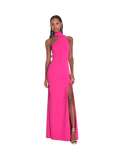 Rosa Maxi Halter Asimétrico