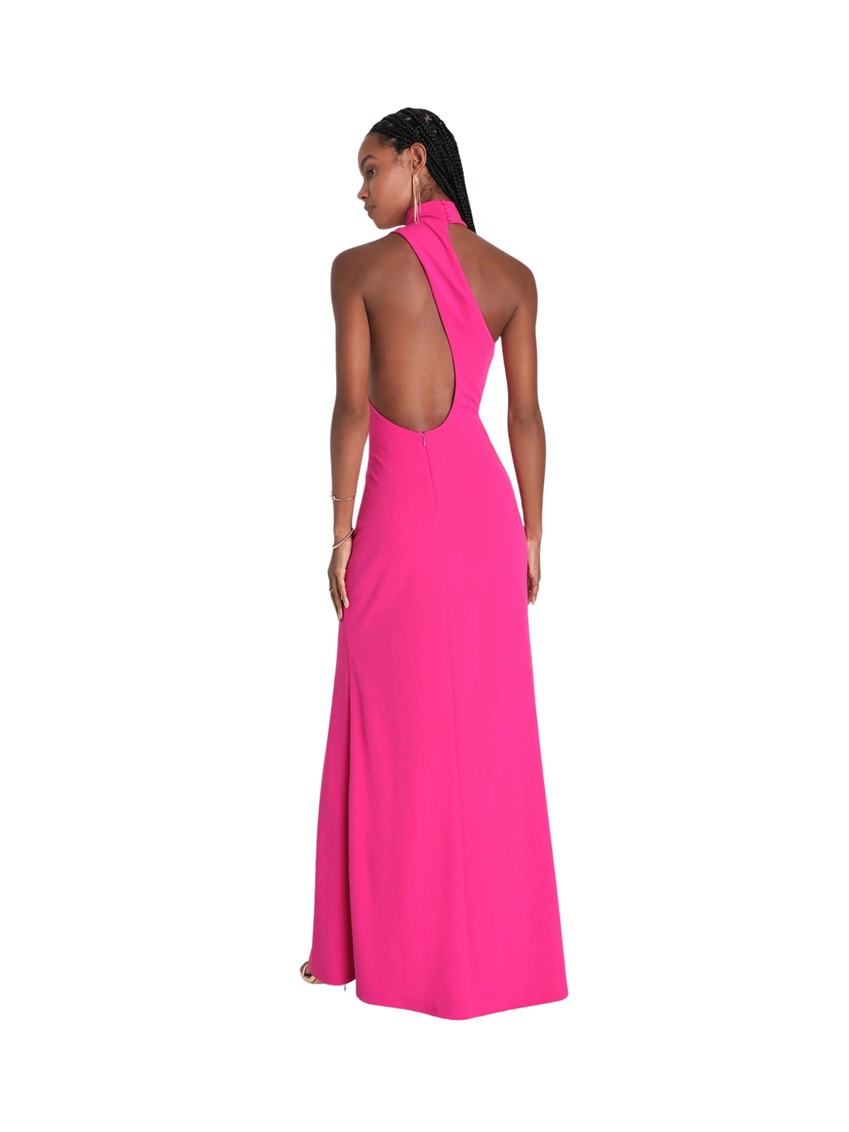 Rosa Maxi Halter Asimétrico