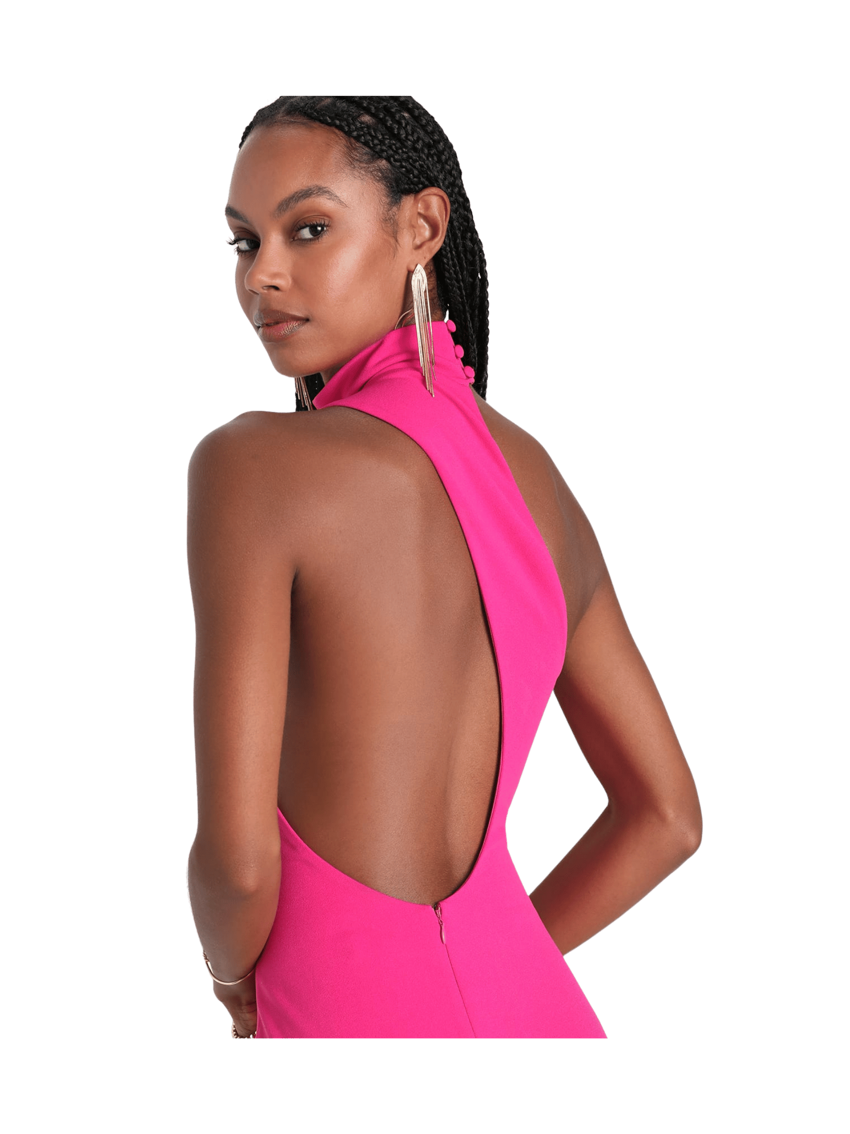 Rosa Maxi Halter Asimétrico