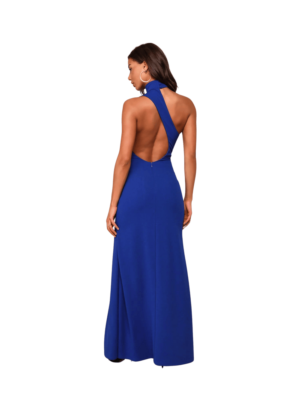 Vestido Halter Asimétrico Azul