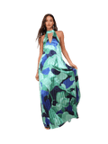 Abstract Satin Halter Dress